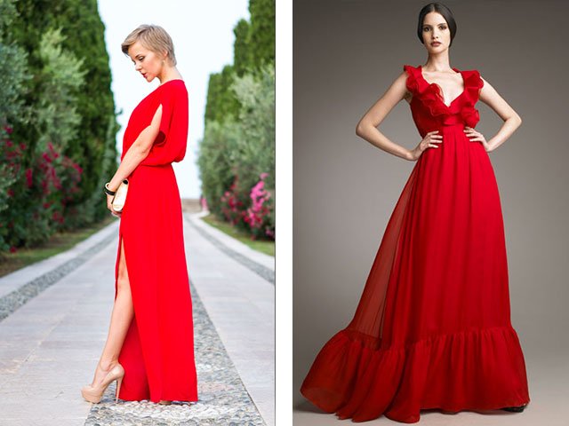فستان أحمر-أحمر: صورة 2018 جديدة