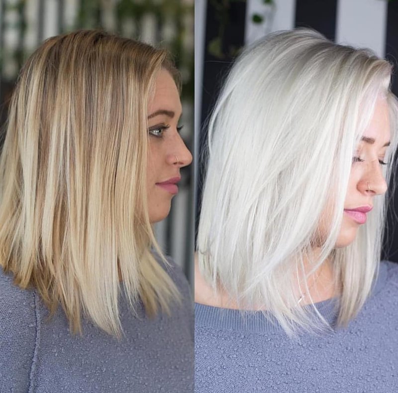 Cheveux avant et après éclaircissement