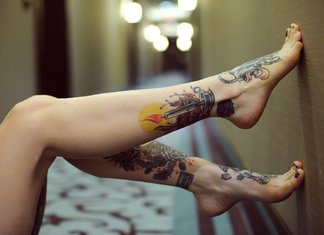 الوشم الساق المرأة