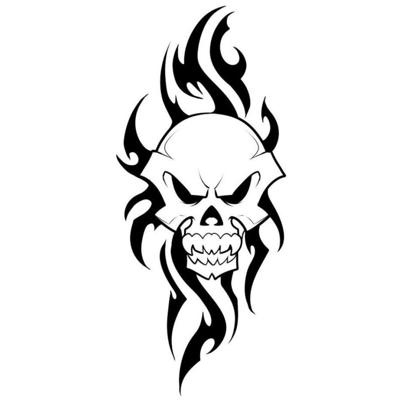 Skull - skisse for tatovering