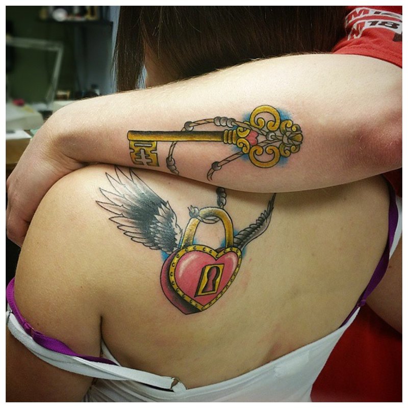Clé et serrure - tatouage pour un couple