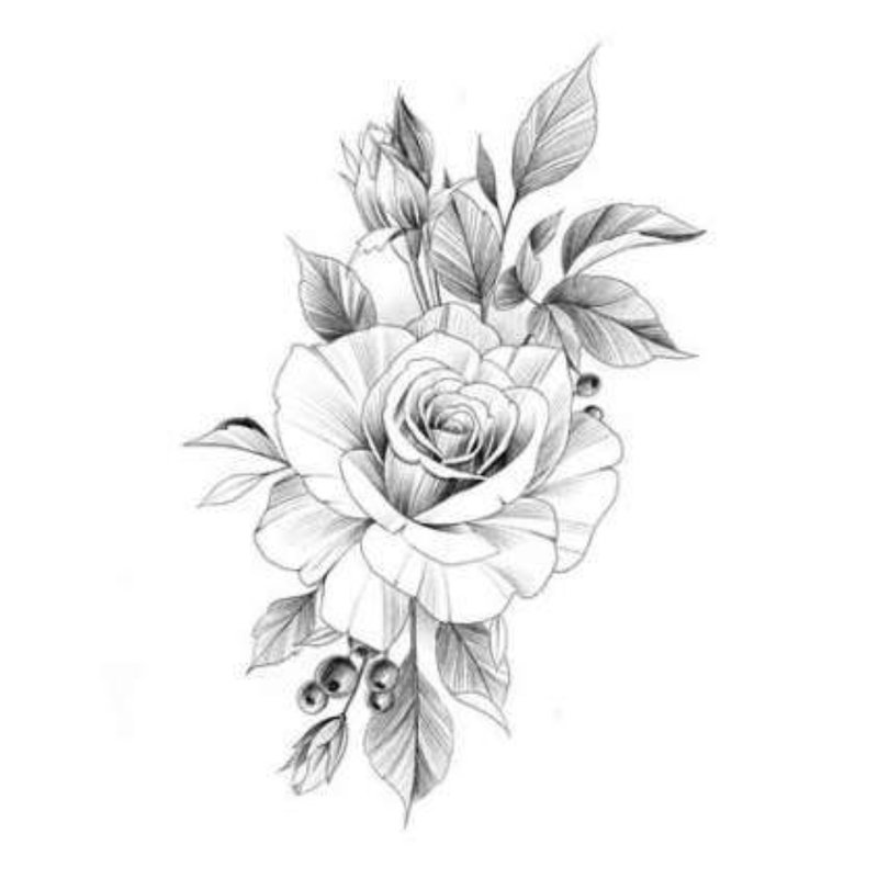 Croquis floral pour tatouage.