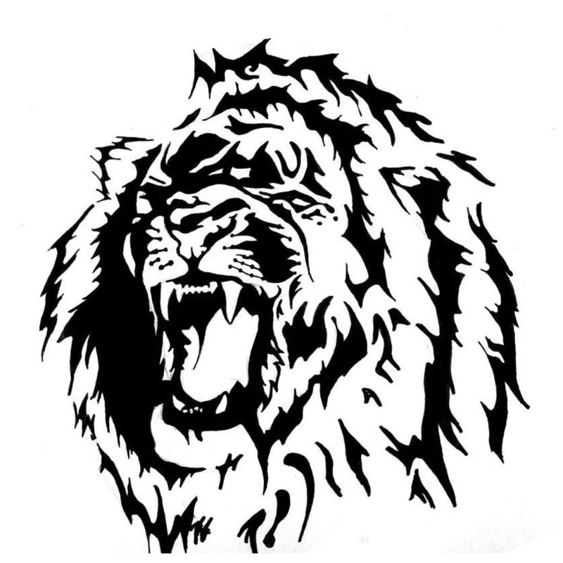 Skisse for tatovering med en løve.