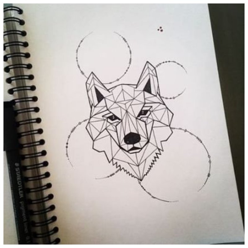 Esquisse de loup pour tatouage