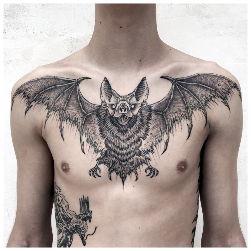 Dyre tema tatovering mann på brystet